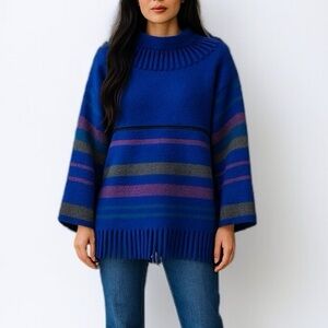 Vintage 60’s-70’s Lapp Lander Fringed Wool Blanket Sweater | Size M/L
